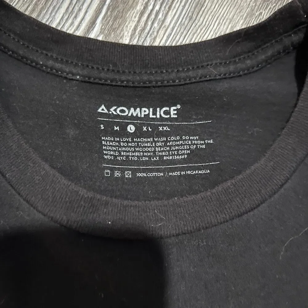 RARE Akomplice 3rd Eye Open Black Shirt L - Picture 3 of 8